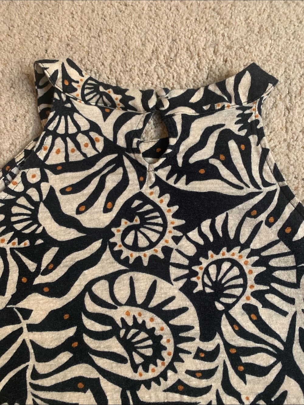 Nicole Miller Black & Cream Botanical Halter with Tan Accents 100% linen - Picture 8 of 8
